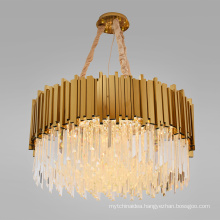 Postmodern luxury led ceiling lights k9 crystal gold chandelier lighting fixtures for dining room